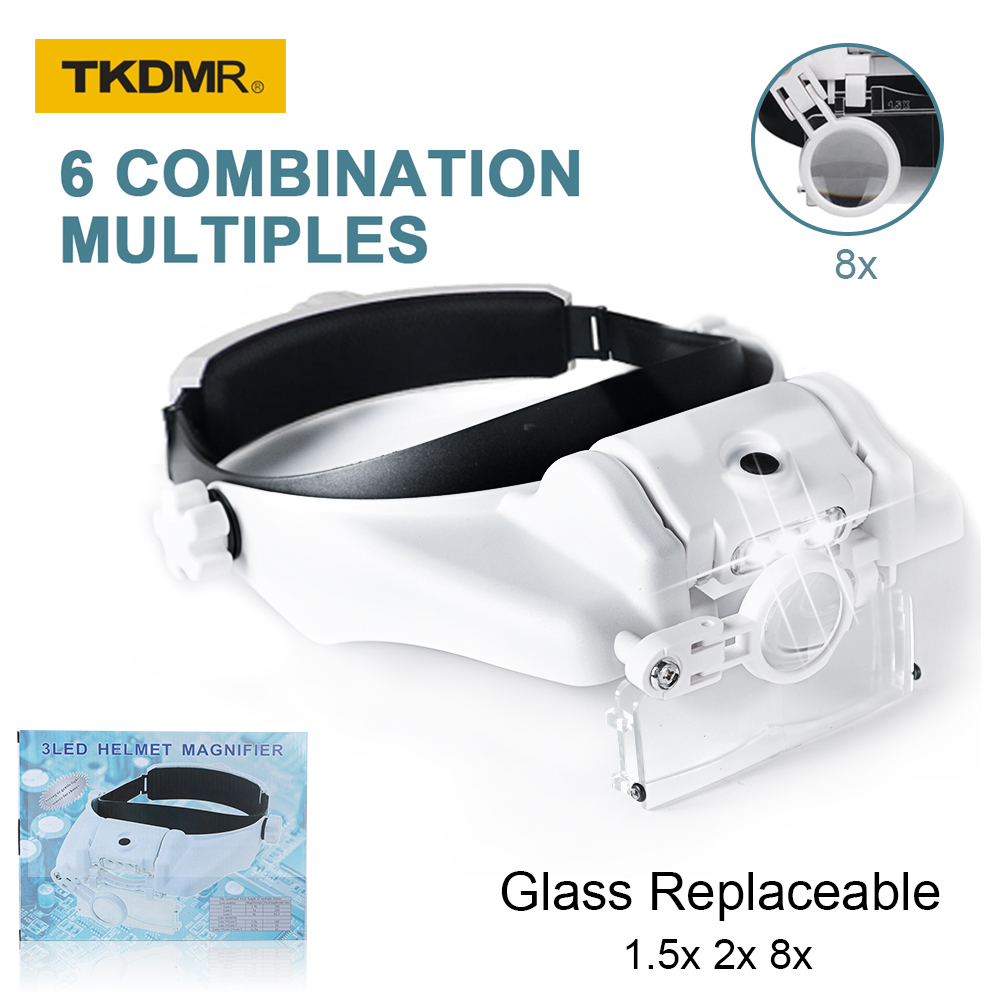 Electronics Repair Glasses - TKDMR 3LED kafa büyüteç eller ücretsiz