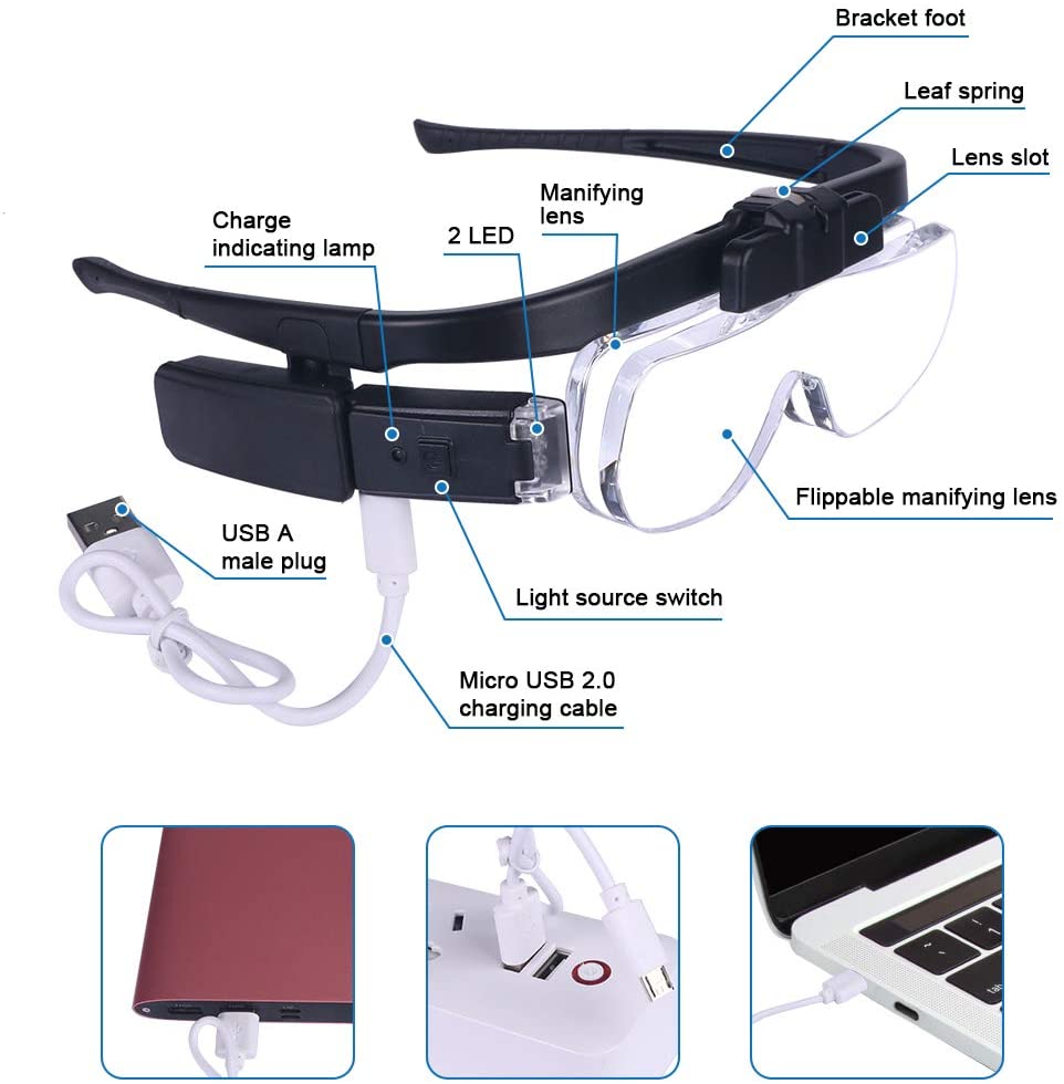 Büyüteç Büyüteç 1.5X/2X/ 2.5X/ - Electronics Repair Glasses incelemesi ve fiyatı